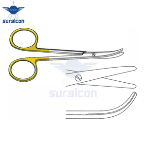 กรรไกรผ่าตัด Fomon ขนาด 11.5 ซม. / 4-1/2 นิ้ว แบบโค้ง สีทอง TC ผลิตจากเหล็กกล้าไร้สนิมคุณภาพสูง สำหรับการตัดที่แม่นยำ - Product Image 5