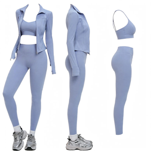 Women's Fitness Workout Set Stylish Premium Athletic Sportswear Quick Dry Breathable Lightweight Gym Training Activewear - Product Image 2
