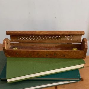 Vintage <b>Incense</b> Burner Holder, Sheesham Wood Box Ashcatcher - Product Image 1