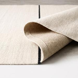 Tapis de salon moderne en kilim tissé à la main, en laine crème minimaliste, antidérapant, à poils moyens, tissage plat - Product Image 6