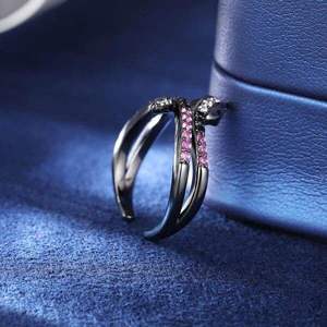 925 <b>Silver</b> 18k Gold Plated Luxury Unisex Snake Animal <b>Ring</b> with Pink Diamond IGI Certified <b>Adjustable</b> Gothic Punk Trendy Gift - Product Image 3