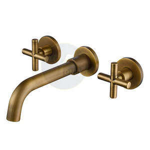 Robinet de salle de bain mural en laiton chromé à double poignée pour bain et douche, vente en gros - Product Image 1