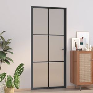 ประตูกระจกสีดำด้านและแผ่นอลูมิเนียม36.6 "x79.3" ประตูภายใน - Product Image 1
