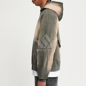 Sweat-shirt à capuche dégradé pour homme, manches régulières, coupe classique, couleur unie dégradée, tricoté, 100 % polyester, service OEM, automne - Product Image 1