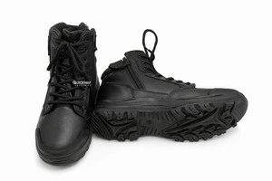 Black Leather Safety Tactical Training Work <b>Boots</b> Anti-Slip Breathable Lace-up OEM ODM - Product Image 2