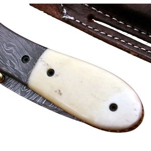 Handgefertigtes Damaszener Stahlmesser mit Feststehender Klinge, Holzgriff und Lederscheide für Jagd, Wandern und Outdoor-Aktivitäten - Product Image 4