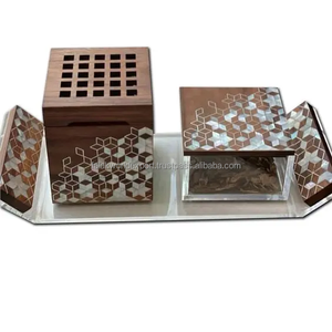 Fregona de Color marrón, artesanías de la mejor calidad, bandeja con incrustaciones de madreperla, juego de quemador de incienso, fregona árabe, regalo de Ramadán Mubkhar Dukh - Product Image 1