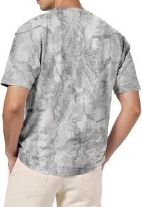 เสื้อยืดแขนสั้นผู้ชายทรงโอเวอร์ไซส์ สีเทา ลายพิมพ์นามธรรม ผ้าถักโพลีเอสเตอร์ สไตล์ลำลอง คอกลม - Product Image 4