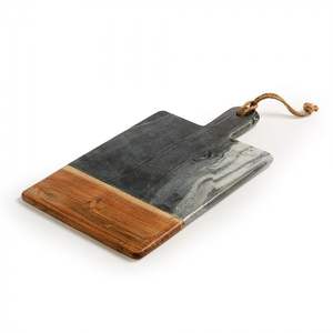 Tabla de cortar de mármol natural y madera, elegante tabla de cocina para preparar alimentos, verduras, frutas y carne. - Product Image 4