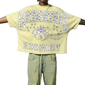 T-shirt surdimensionné pour homme avec motif graphique de cowboy, imprimé strass, style streetwear décontracté et tendance - Product Image 1