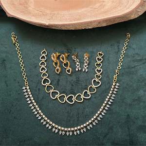 24K Gold Plated Bridal Jewelry Set-5 Piece Fine Fashion Earring Set for Daily Wear - Product Image 1