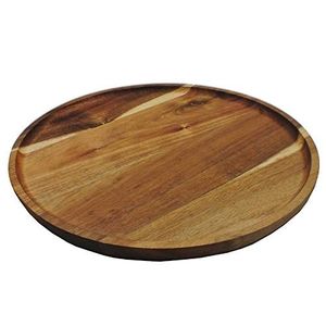 Eco friendly mango wood round serving <b>tray</b> perfect for fruits desserts <b>snacks</b> modern kitchen dining table accessory - Product Image 1