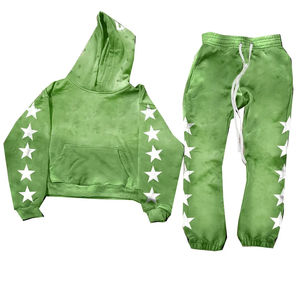 Conjunto Deportivo Personalizado para Hombre, Sudadera con Capucha y Pantalones Deportivos Oversize con Hombros Caídos, 100% Algodón, Tallas Grandes, Lavado Ácido - Product Image 1