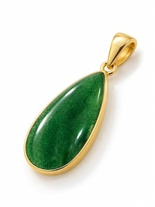 Pendentif en argent vintage HA Gems pour mariage, aventurine, bijoux pour femmes, pierre précieuse naturelle, fait main, plaqué or, forme de goutte, classique - Product Image 2