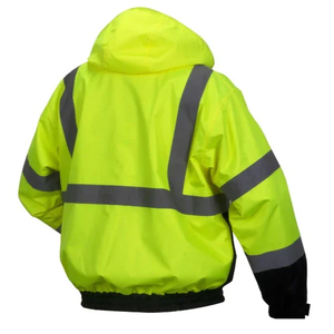 Hi Vis Reflective Work Jacket Men's <b>Winter</b> Waterproof Quick Dry <b>Thick</b> Puffer <b>Coat</b> with Hood Stand Collar Safety Wear - Product Image 4