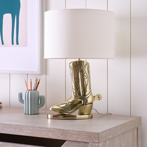 Luxury Cowboy Boot <b>Table</b> Lamp Western Traditional Design Aluminium <b>Gold</b> Finish Novelty <b>Bedside</b> Lamp Office Use QUALITY - Product Image 4