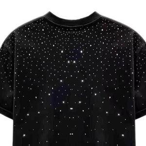 T-shirt homme 100% coton, logo personnalisé entièrement en strass, haute qualité, effet délavé, style vintage, poids lourd. - Product Image 3