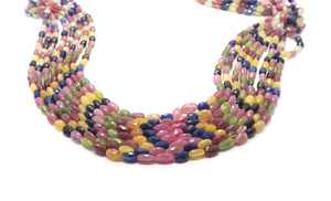 Perles ovales facettées en saphir naturel multicolore (rose, bleu, jaune, vert) pour la fabrication de bijoux - Product Image 4