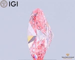 Diamant de laboratoire CVD de couleur rose vif fantaisie, clarté VS1, forme ovale, 1,00 CARAT, certifié IGI, pour une bague chef-d'œuvre signature - Product Image 3