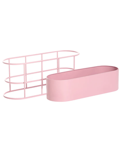 Maceta Moderna de Metal Rosa con Soporte de Hierro a Juego, Maceta Ovalada Decorativa para Interiores, Exteriores, Jardín, Hogar y Patio - Product Image 2