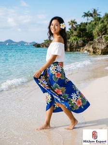Custom Polynesian Sarong Hawaiian Pareo Floral Print 100% Rayon Lightweight Chiffon Tropical <b>Beach</b> Wrap OEM ODM Manufacturer - Product Image 4