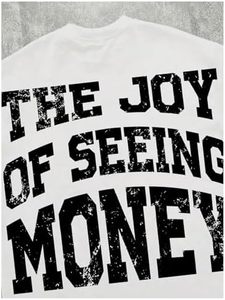 Camiseta de algodón blanca de manga corta con cuello redondo para hombre Joy Seeing Money, corte regular, transpirable, ecológica, estilo urbano. - Product Image 4