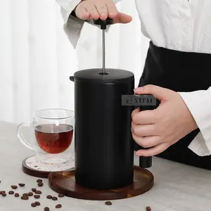 Macchina da caffè portatile nera manuale per caffè freddo pressa francese per caffè in acciaio inossidabile