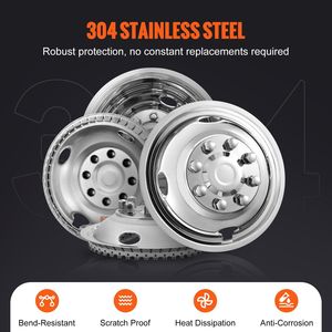 Simulatori di Ruote in Acciaio Inox 304, 16 Pollici, Finitura a Specchio, Kit di 2 Copriruota Anteriori e 2 Posteriori per Camion, Include Ruota Anteriore - Product Image 4