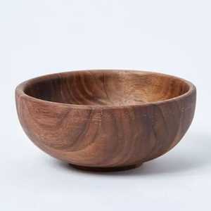 Tazón para Ensalada de Madera Natural Sólida, Diseño Moderno, Hecho a Mano, Duradero, Ligero, Tazón para Servir Fruta, Ecológico, para Camping - Product Image 2