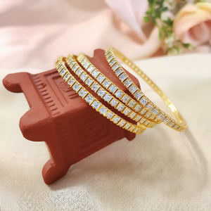 Square Style American Diamond Tennis <b>Bangles</b> 18K <b>Solid</b> <b>Gold</b> - Product Image 3