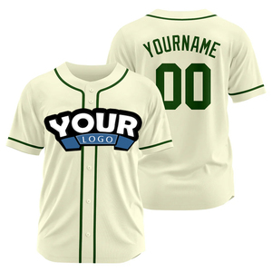 Maillot de baseball personnalisé pour homme, vert crème, manches courtes, fermeture boutonnée, respirant, uniforme d'équipe avec impression de logo, design 2026 - Product Image 1