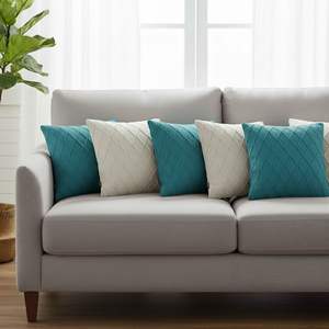 SOGA Ensemble de 6 housses de coussin en tricot torsadé turquoise, crème et gris anthracite de 45 cm – Housse de coussin haut de gamme - Product Image 3