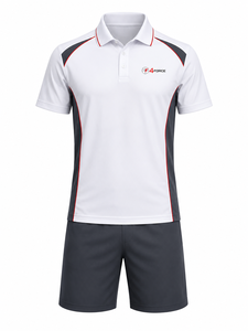 Conjunto Deportivo de Polo para Hombre 4FORCE, Color Blanco y Gris, Secado Rápido, para Verano, con Logotipo Frontal, Camiseta Polo y Pantalones Cortos - Product Image 1