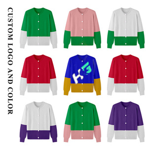 เสื้อสเวตเตอร์ถักสไตล์กรีกคุณภาพสูงสำหรับผู้หญิง สีชมพูและสีเขียว แขนยาว สไตล์ลำลอง เหมาะสำหรับกลุ่มเพื่อนร่วมงาน - Product Image 1