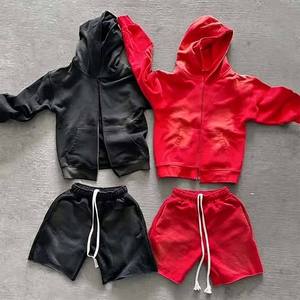 Ensemble de survêtement à capuche CashCount violet, manches longues, fermeture éclair sur le devant, poche, style streetwear, pour enfants et hommes, vêtements d'hiver, 100% coton - Product Image 4
