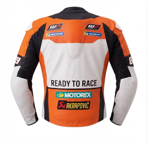 Men’s CE Level 2 Cowhide Leather Moto <b>Racing</b> <b>Jacket</b>/Chaqueta Motorcycle Track Protective Riding Approved Gear - Product Image 2