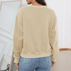 Cropped Long Sleeve Sweatshirts Women Short Length Crewneck Relaxed Fit Fleece Lined Soft Cotton Blend Casual - Product Image 5