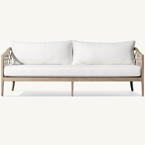 Canapé en teck avec sièges moelleux en mousse durable, adapté à une utilisation extérieure au bord de la piscine ou dans le jardin, résistant. - Product Image 1