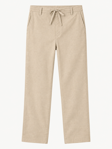 <b>Mens</b> Solid <b>Linen</b>/Cotton Comfort Drawstring Waist Elastic <b>Trousers</b> - Product Image 1
