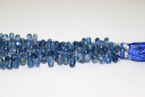 Cuentas de briolette facetadas de cianita de 5*7mm, gotas de corte lateral, venta al por mayor, cuentas de piedra en forma de gota - Product Image 4