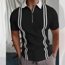 Chemise Homme 2026 à Manches Courtes Rayures Verticales Bleu Marine Blanc Rouge Anti-Boulochage Performance Golf Coupe Slim Design Tricoté - Product Image 3