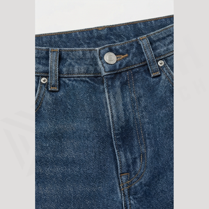 Straight-Leg Dark Wash <b>Denim</b> Jeans Men High Waist Regular Fit Cotton Casual Style Pants - Product Image 1