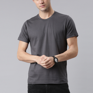 T-shirt en coton uni à manches courtes et col rond pour homme, coupe classique, 320g, de haute qualité, écologique, décontracté - Product Image 4