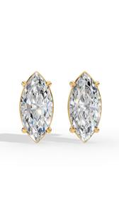 Boucles d'oreilles clous solitaires en diamant de laboratoire taille marquise majestueuse, or 18 carats, bijoux fins de luxe, fournisseur en gros - Product Image 5