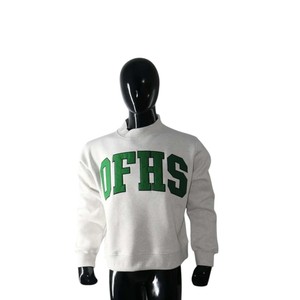 OFHS Letter Print <b>Mock</b> <b>Neck</b> Crew <b>Neck</b> Sweatshirt Unisex Regular Fit Knitted Cotton Pullover Casual Autumn Wear - Product Image 2