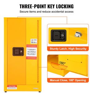 Armadio per lo stoccaggio di liquidi infiammabili in acciaio laminato a freddo da 16 galloni, 18,1 x 18,1 x 35,4, con caratteristiche di sicurezza antideflagranti per lo stoccaggio in magazzino - Product Image 3
