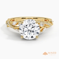 Bague en Moissanite à Coupe Ronde, Bijou en Or pour Femme, Design Latéral Torsadé, Cadeau de Fiançailles, Bijou de Mode Élégant et Classique