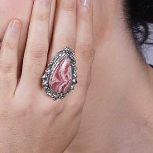 Anillo de Rodocrosita en Plata de Ley 925, Anillo de Plata de Ley 925 Sólida - Product Image 2