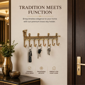 Handcrafted Solid Brass Horse Head Key Holder Wall Mounted Decorative 8 Hook Organizer Vintage Home Entryway Office Décor <b>Rack</b> - Product Image 4