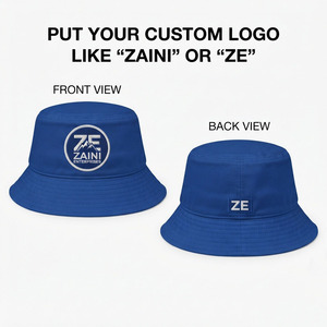 Premium 240 GSM Polyester Twill <b>Bucket</b> <b>Hat</b> Royal Blue with Custom Embroidered Logo and Back Patch Design Summer Beach Unisex - Product Image 1